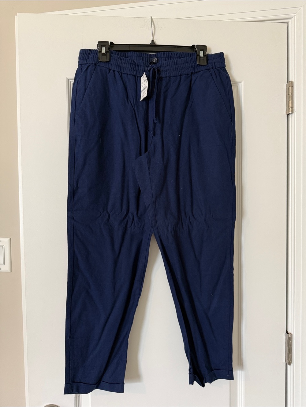 J. Crew Navy Drawstring Straight-Leg Pants